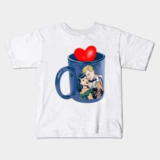 heart and love in the blue mug Kids T-Shirt